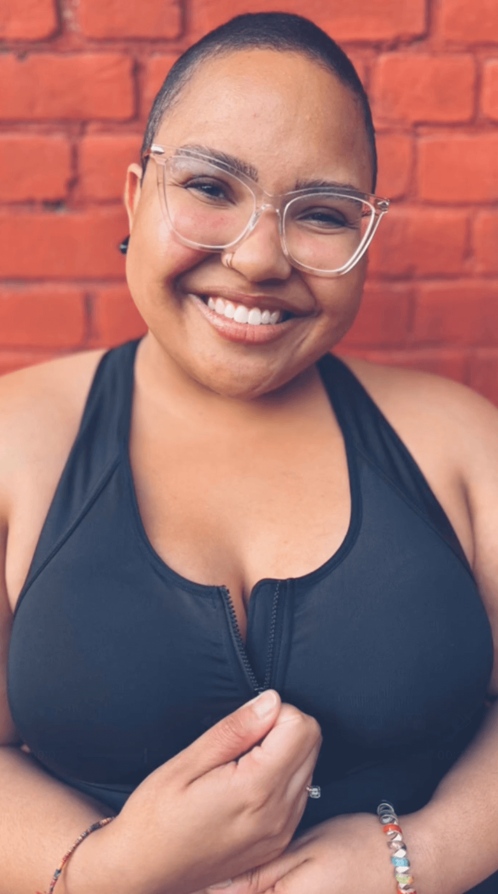 Women's Front‑Closure Sports Bra - Black