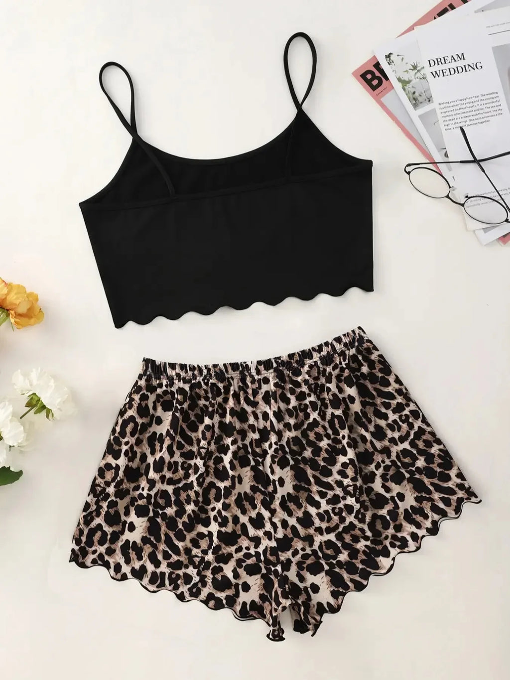 Women's Pajamas Set Lingerie Leopard Print Shorts Sets