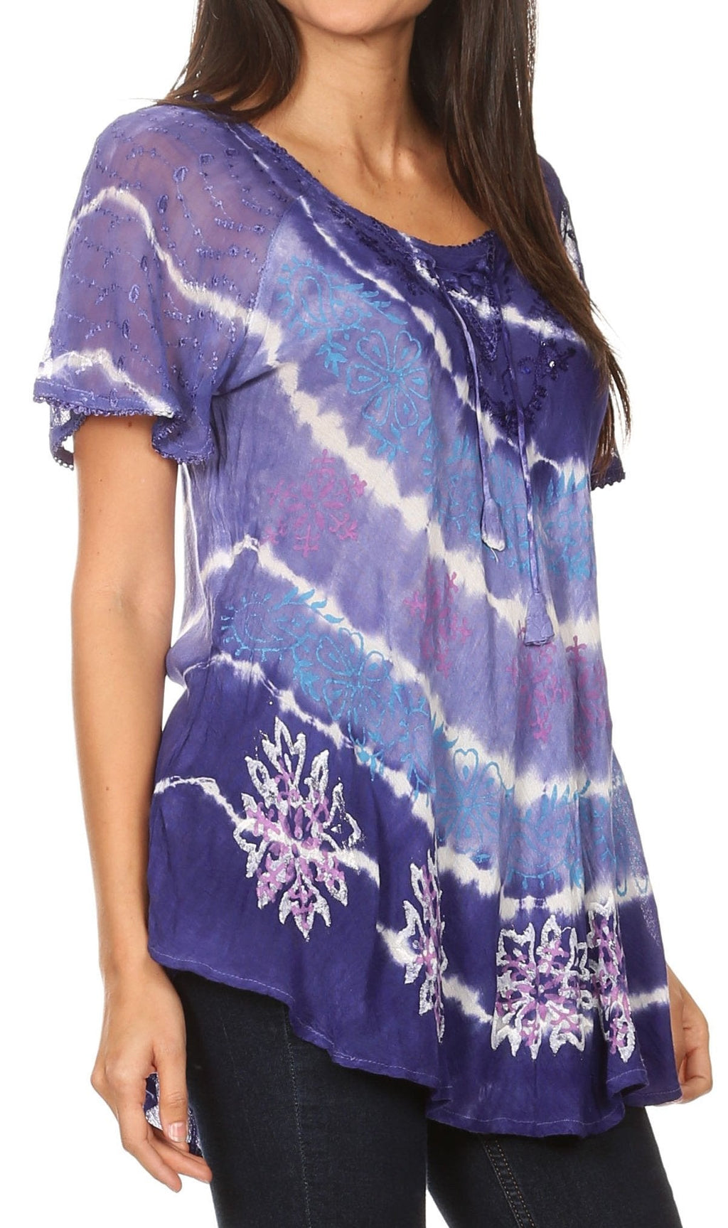 Women's Short Sleeve Casual Light Loose Scoop Neck Top Blouse