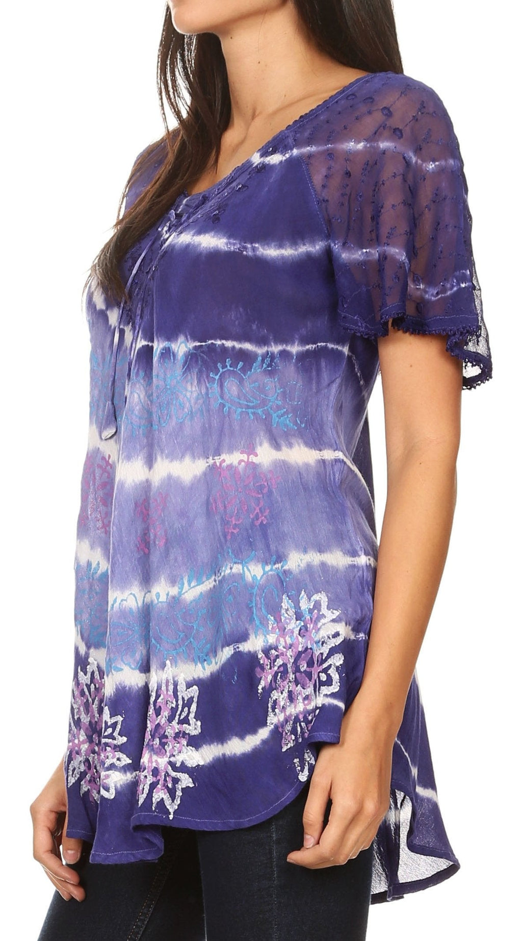 Women's Short Sleeve Casual Light Loose Scoop Neck Top Blouse