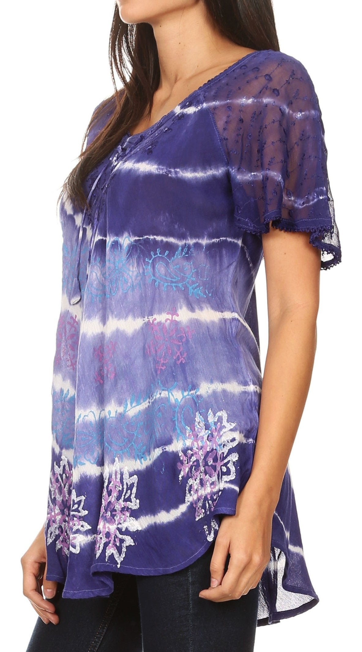 Women's Short Sleeve Casual Light Loose Scoop Neck Top Blouse