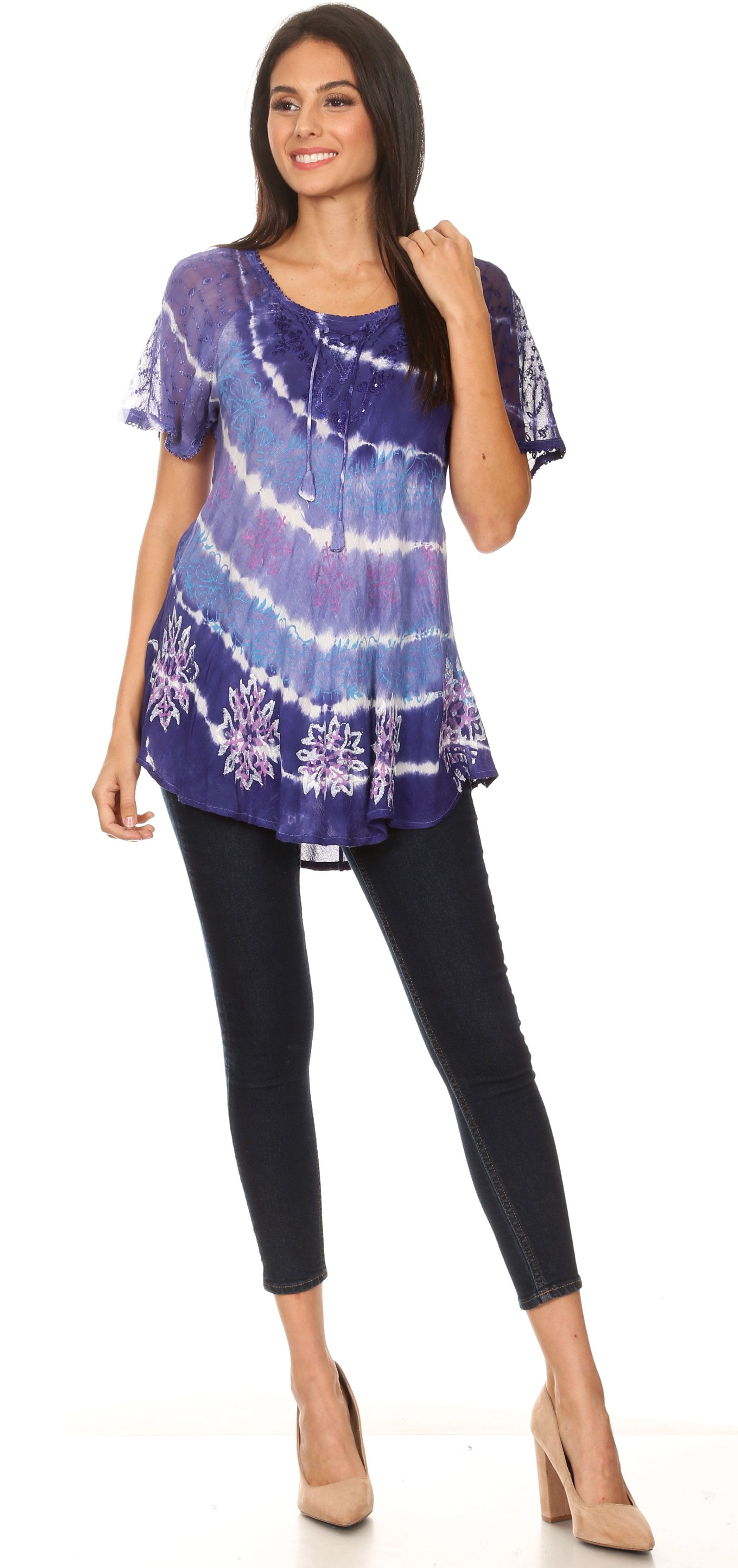 Women's Short Sleeve Casual Light Loose Scoop Neck Top Blouse