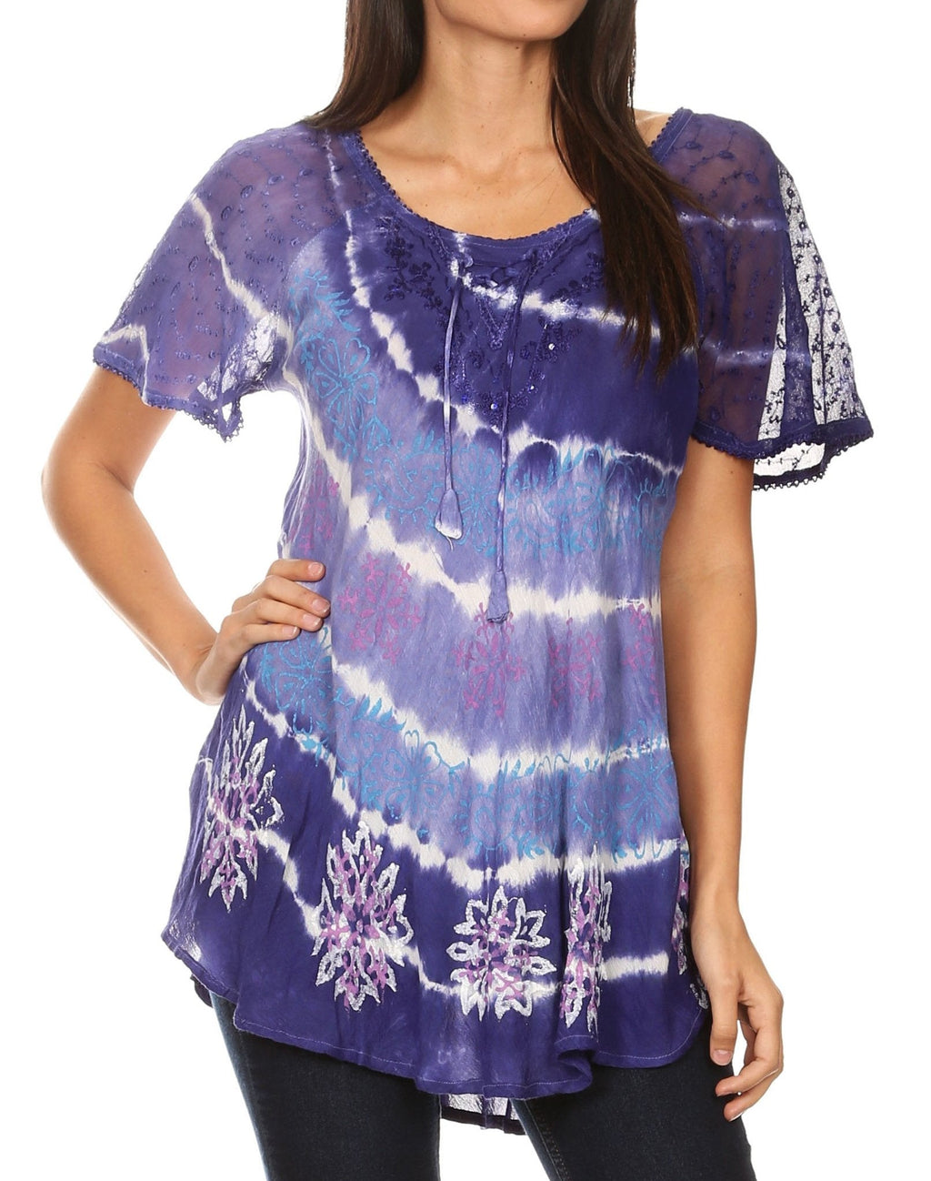 Women's Short Sleeve Casual Light Loose Scoop Neck Top Blouse