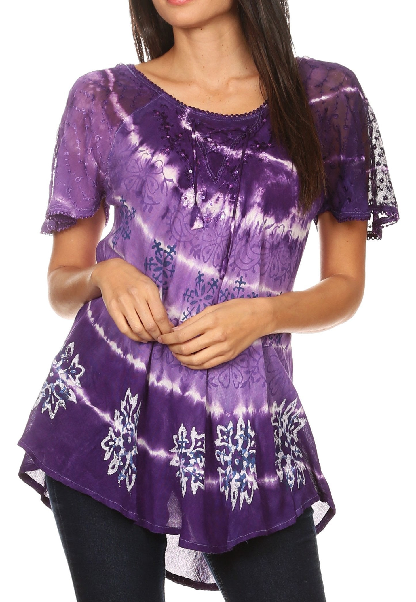 Women's Short Sleeve Casual Light Loose Scoop Neck Top Blouse