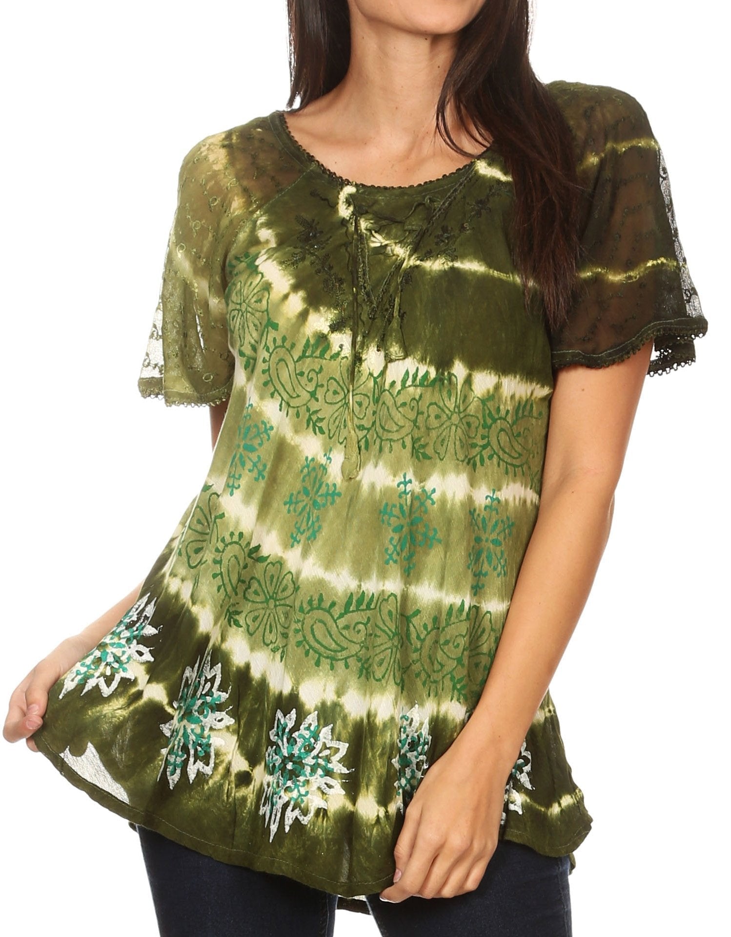 Women's Short Sleeve Casual Light Loose Scoop Neck Top Blouse