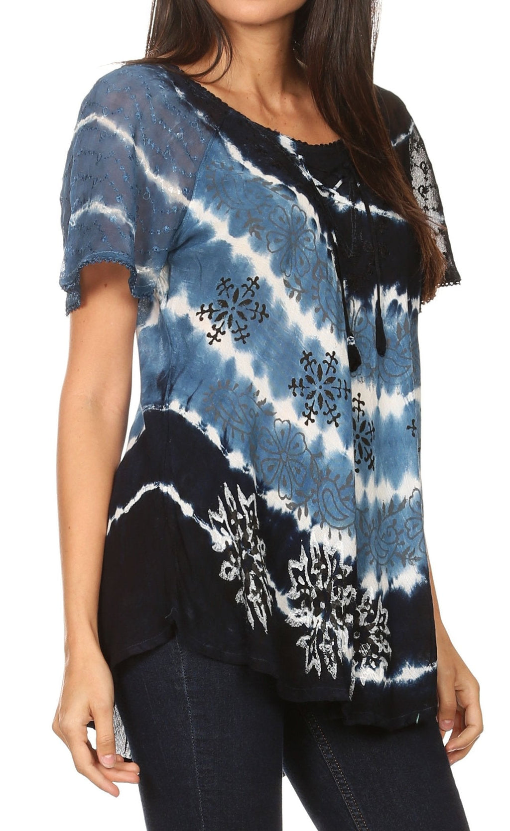 Women's Short Sleeve Casual Light Loose Scoop Neck Top Blouse