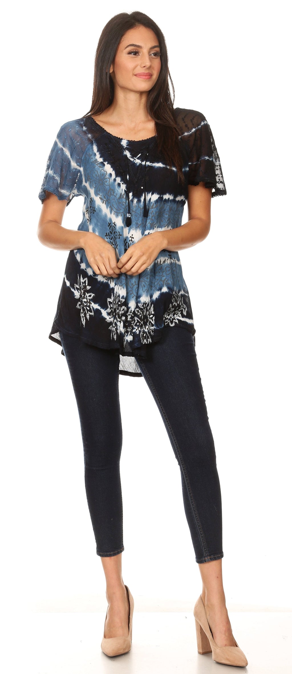 Women's Short Sleeve Casual Light Loose Scoop Neck Top Blouse