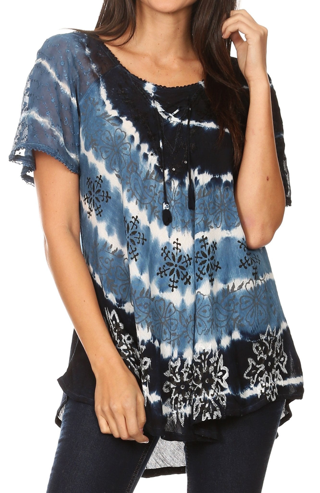 Women's Short Sleeve Casual Light Loose Scoop Neck Top Blouse