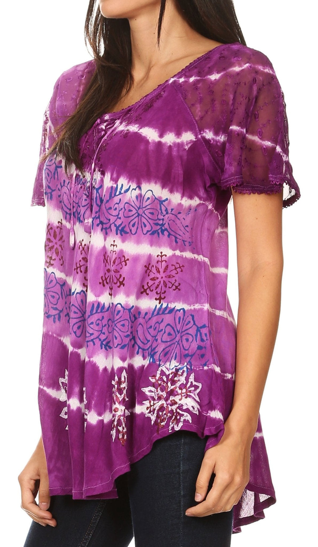 Women's Short Sleeve Casual Light Loose Scoop Neck Top Blouse