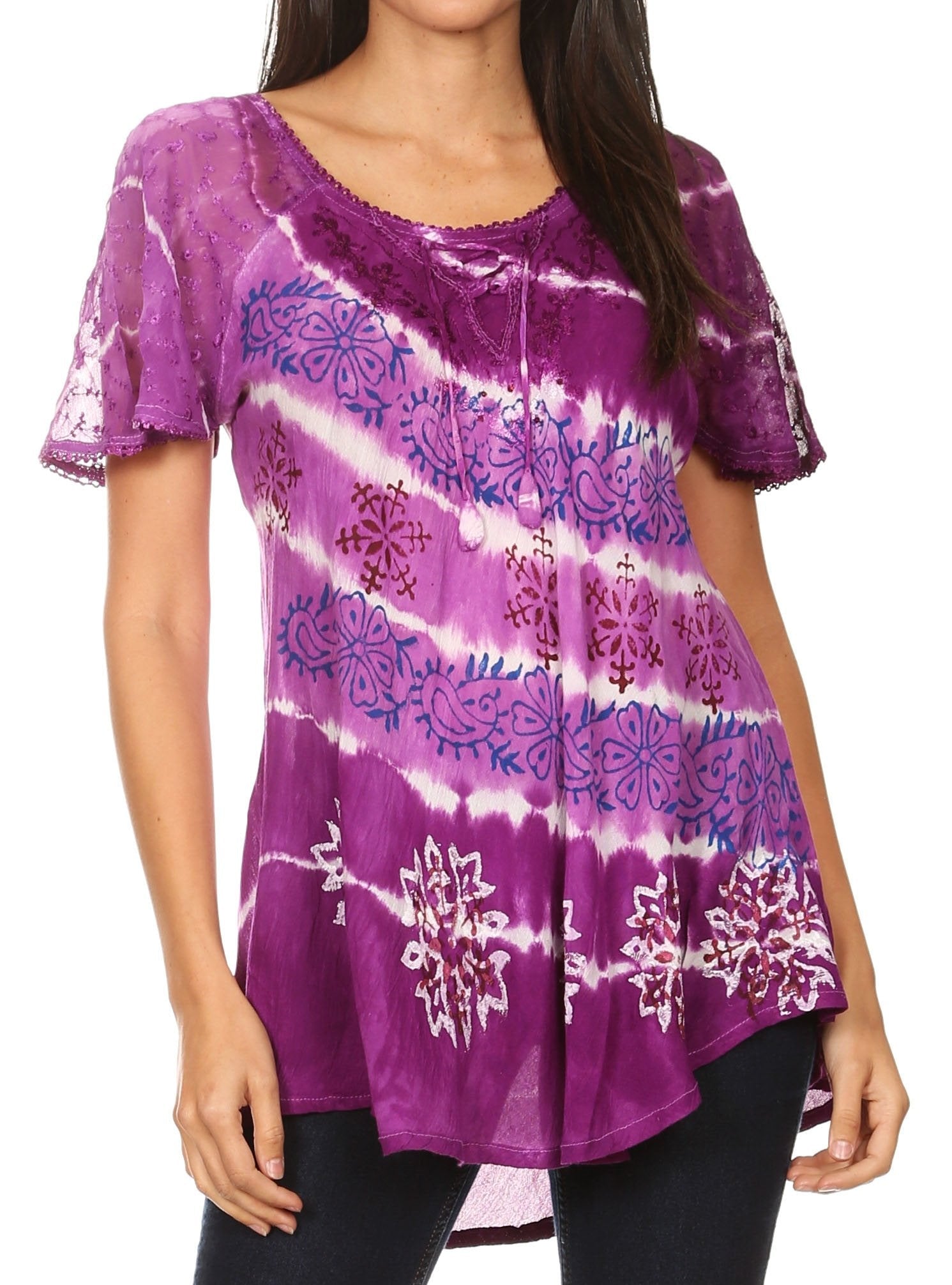 Women's Short Sleeve Casual Light Loose Scoop Neck Top Blouse