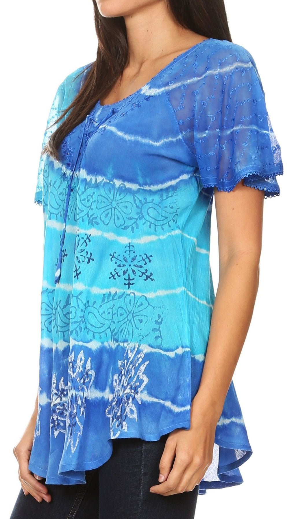 Women's Short Sleeve Casual Light Loose Scoop Neck Top Blouse