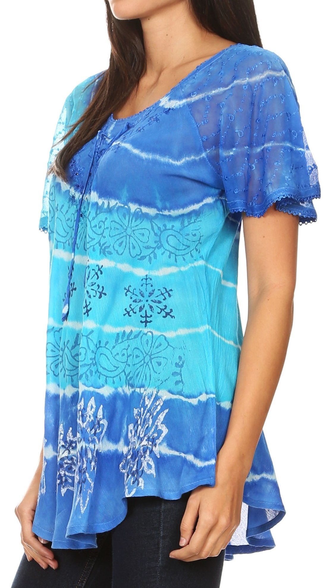 Women's Short Sleeve Casual Light Loose Scoop Neck Top Blouse