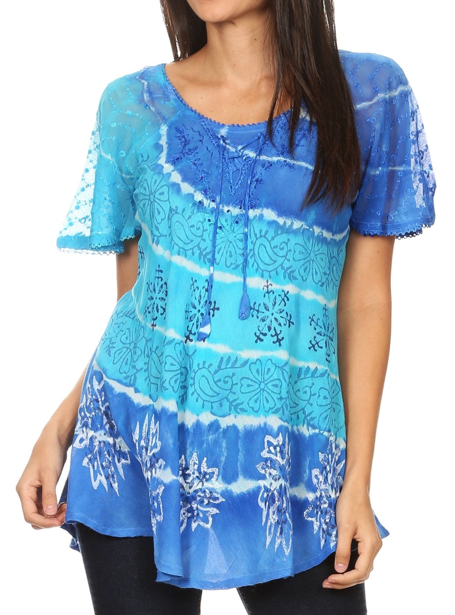 Women's Short Sleeve Casual Light Loose Scoop Neck Top Blouse