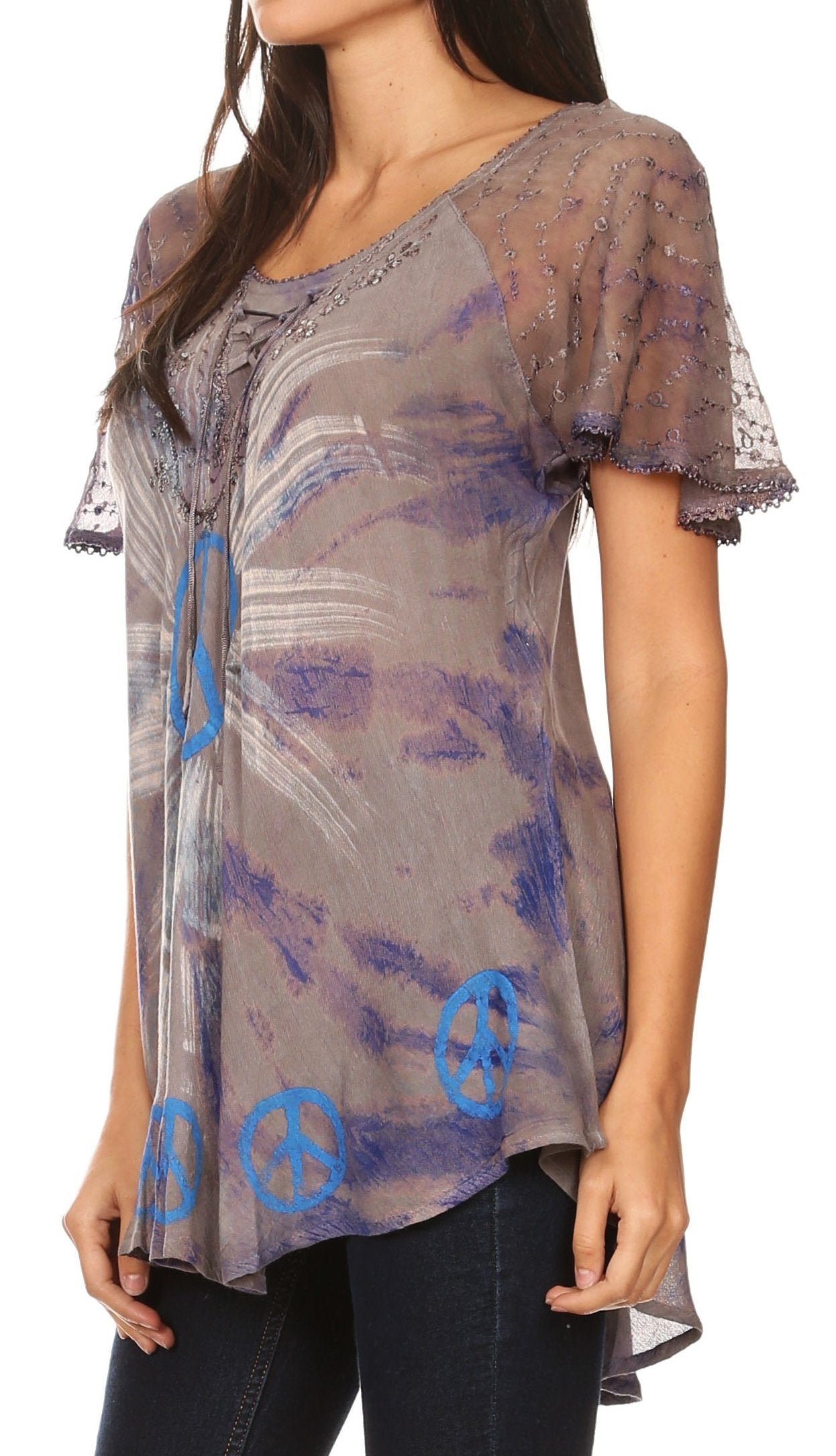 Women's Short Sleeve Casual Light Loose Scoop Neck Top Blouse