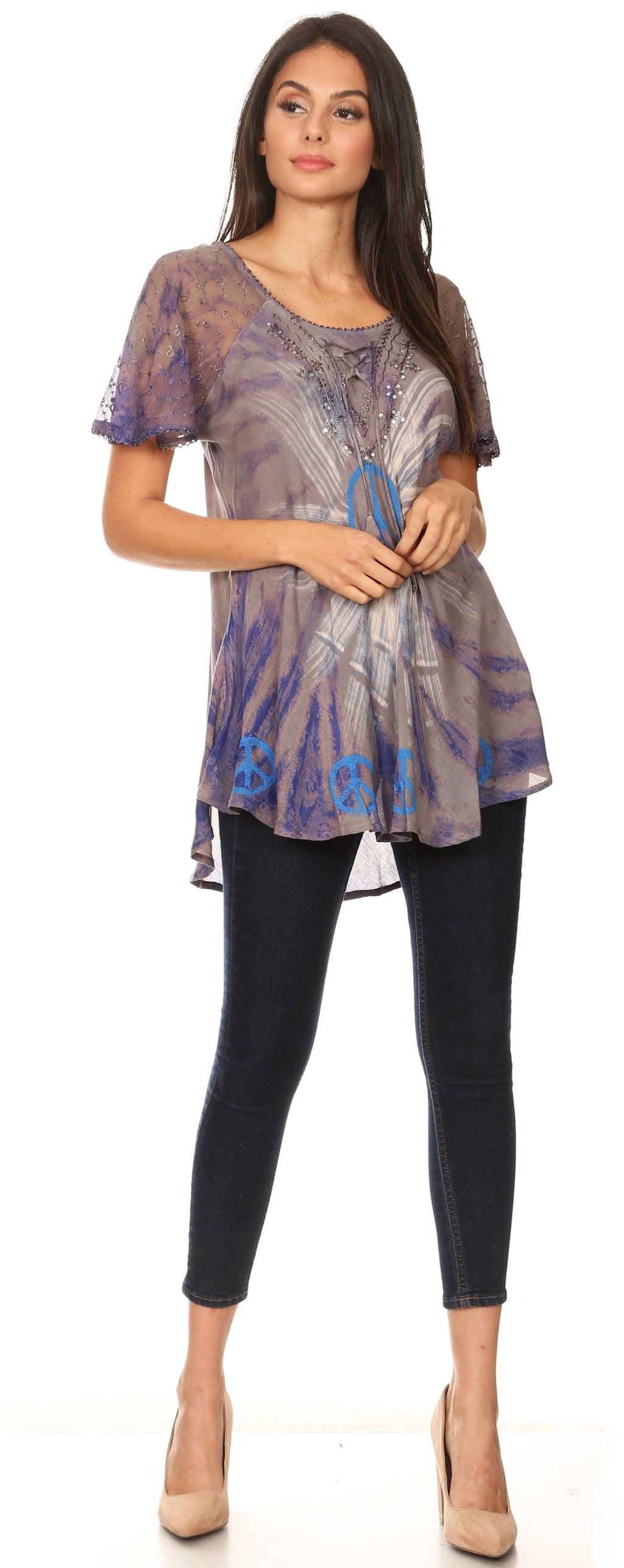 Women's Short Sleeve Casual Light Loose Scoop Neck Top Blouse