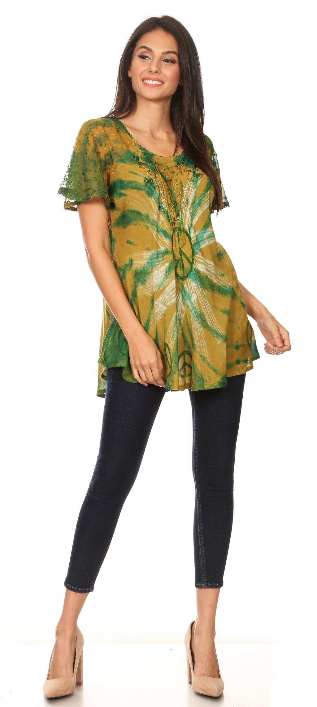 Women's Short Sleeve Casual Light Loose Scoop Neck Top Blouse