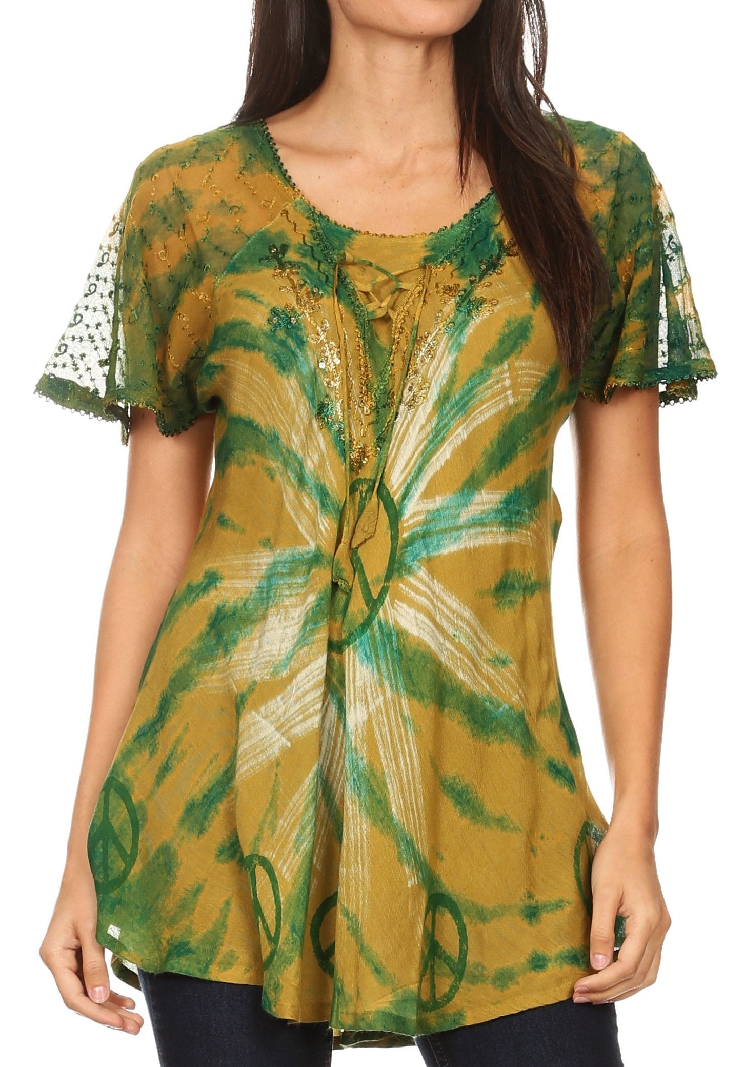 Women's Short Sleeve Casual Light Loose Scoop Neck Top Blouse