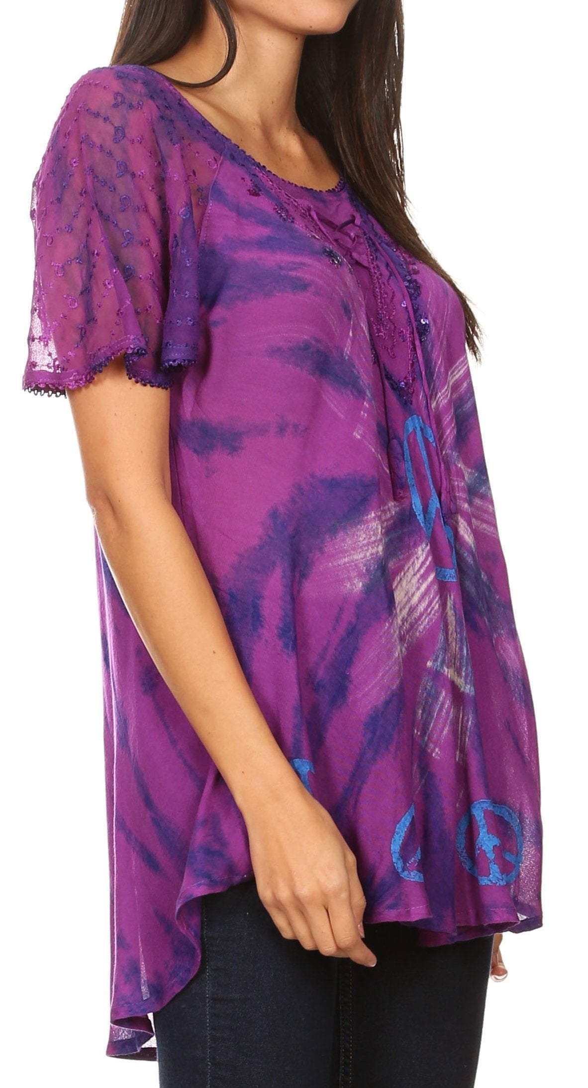 Women's Short Sleeve Casual Light Loose Scoop Neck Top Blouse