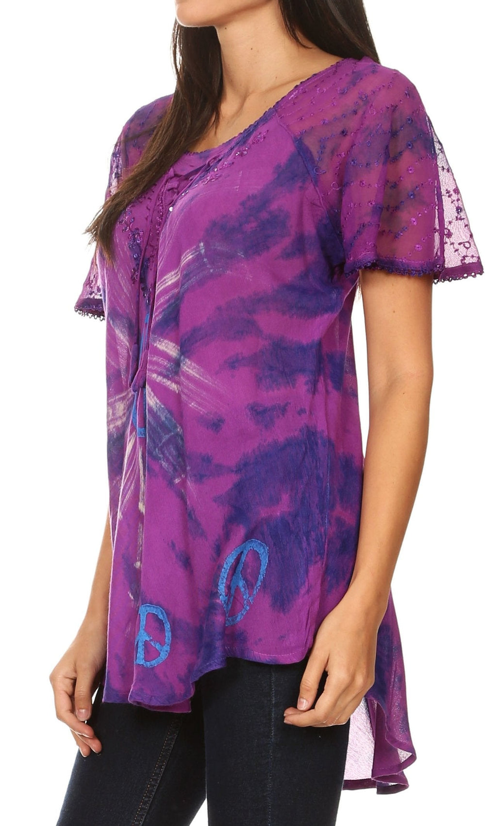 Women's Short Sleeve Casual Light Loose Scoop Neck Top Blouse