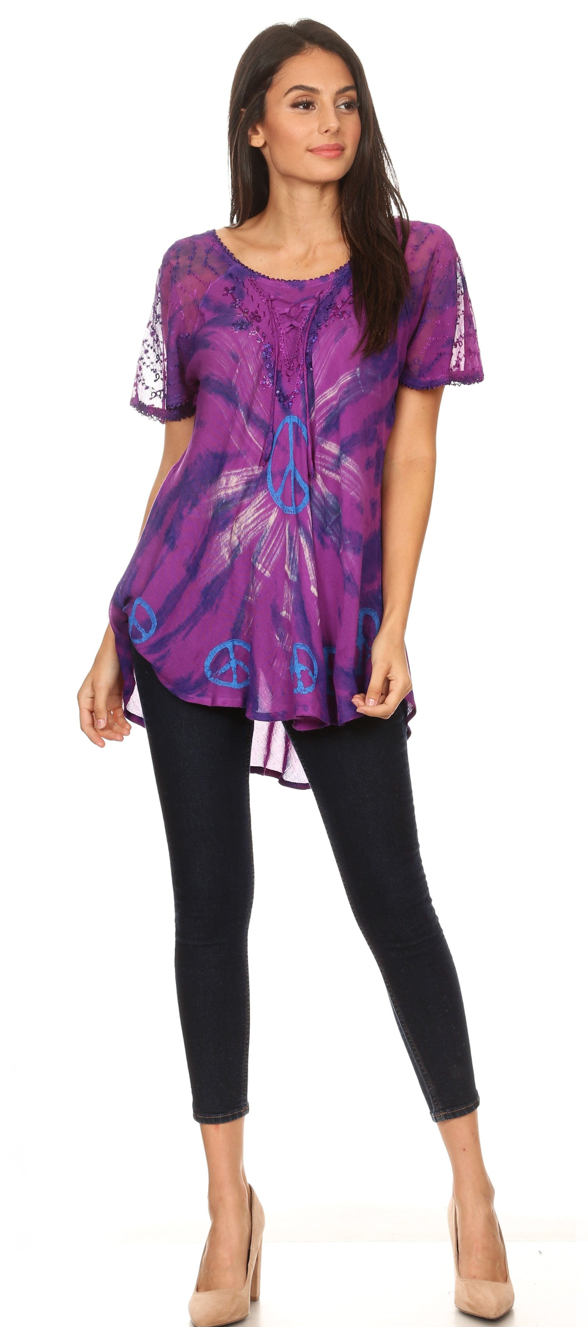 Women's Short Sleeve Casual Light Loose Scoop Neck Top Blouse