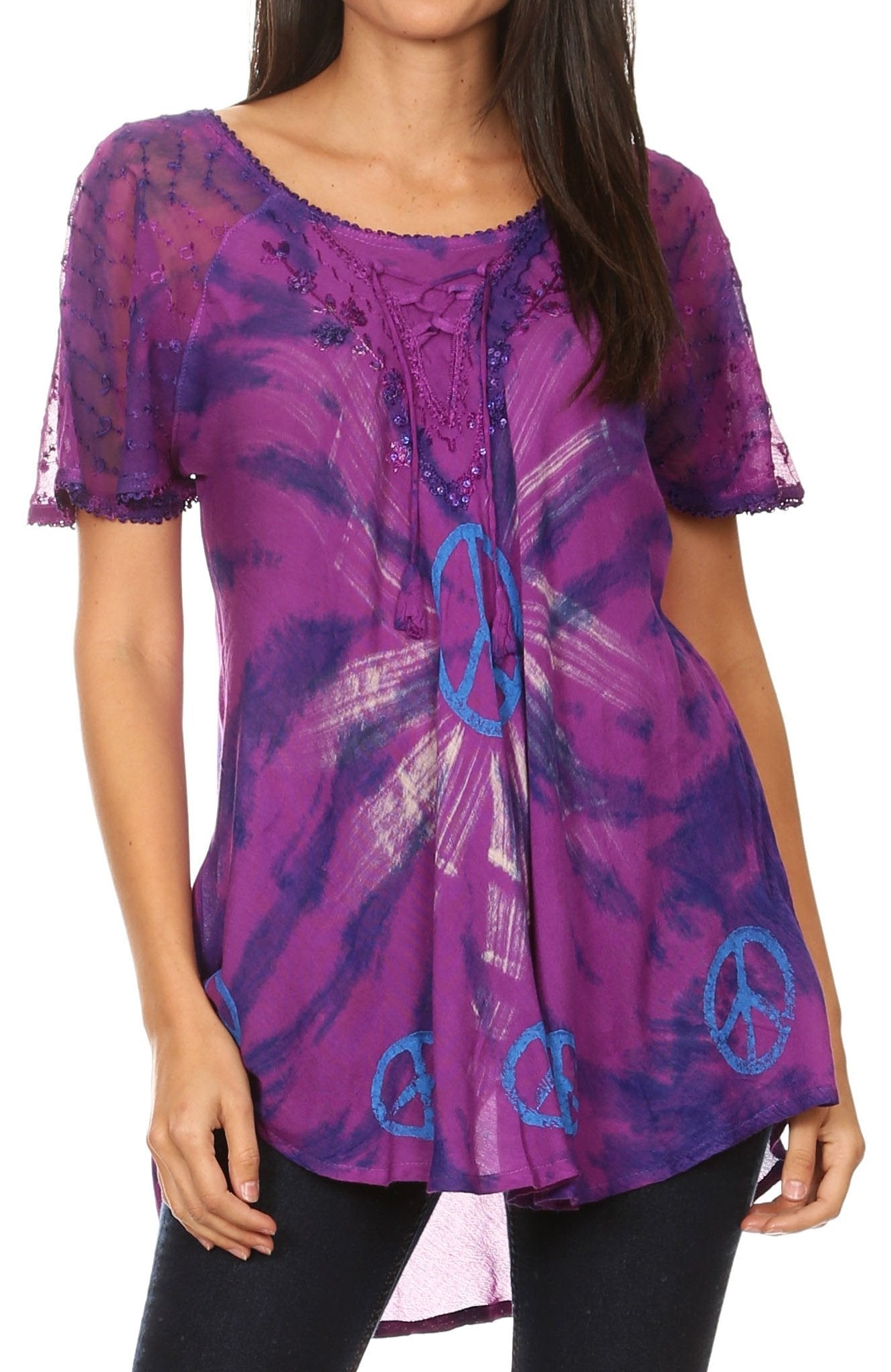 Women's Short Sleeve Casual Light Loose Scoop Neck Top Blouse