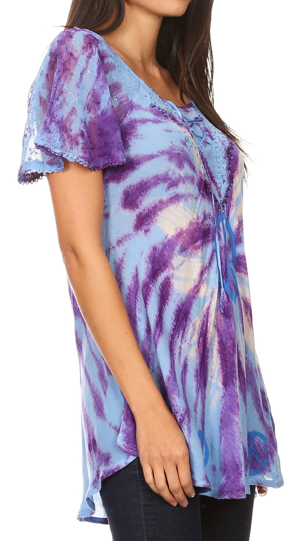 Women's Short Sleeve Casual Light Loose Scoop Neck Top Blouse