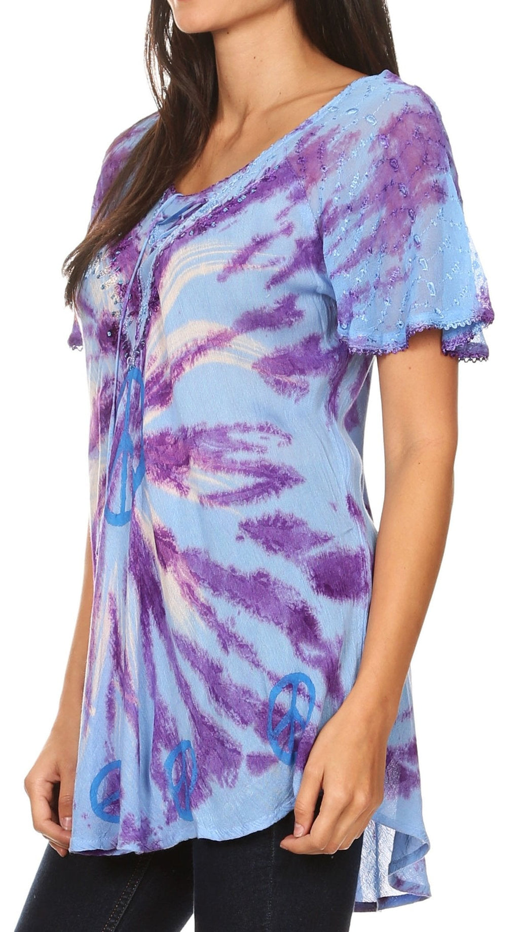 Women's Short Sleeve Casual Light Loose Scoop Neck Top Blouse