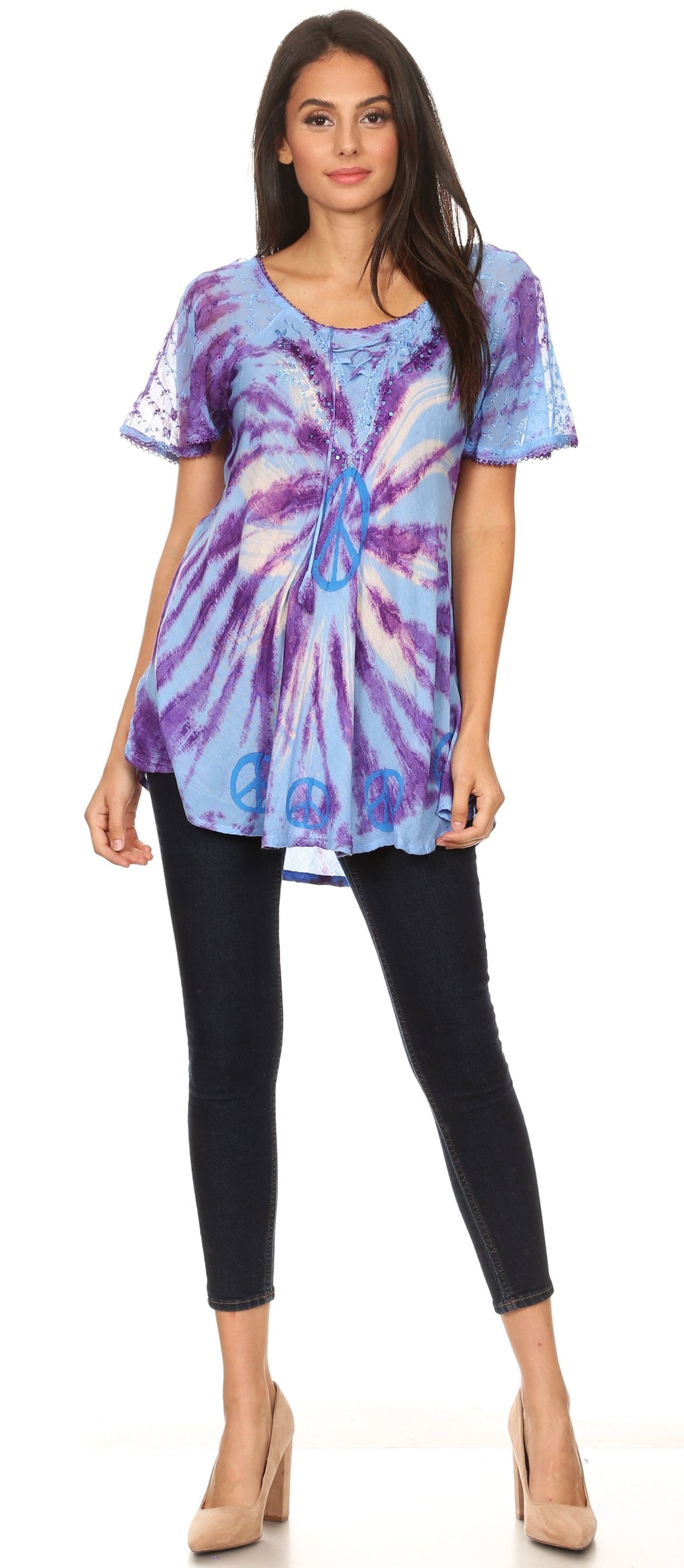 Women's Short Sleeve Casual Light Loose Scoop Neck Top Blouse