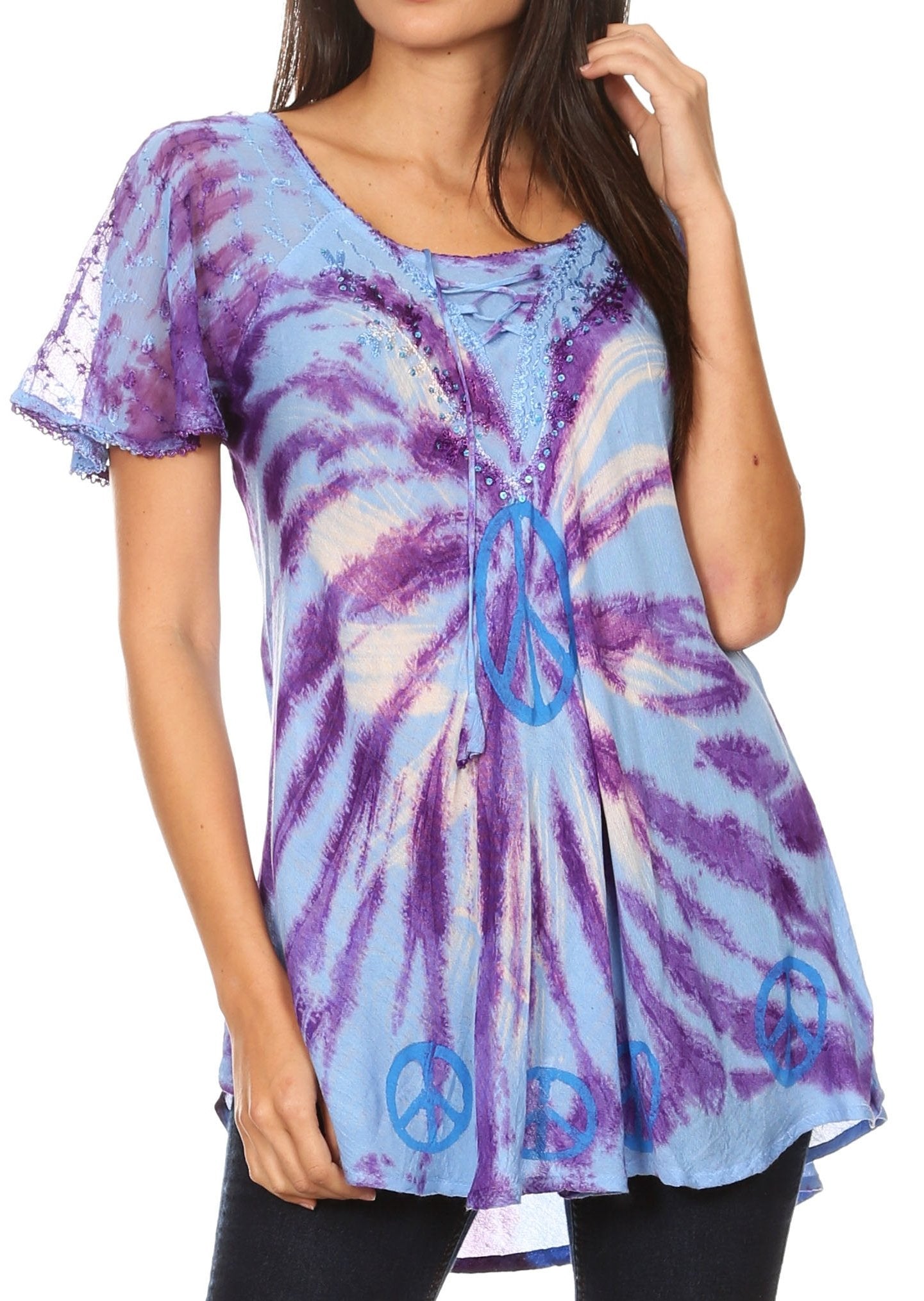 Women's Short Sleeve Casual Light Loose Scoop Neck Top Blouse