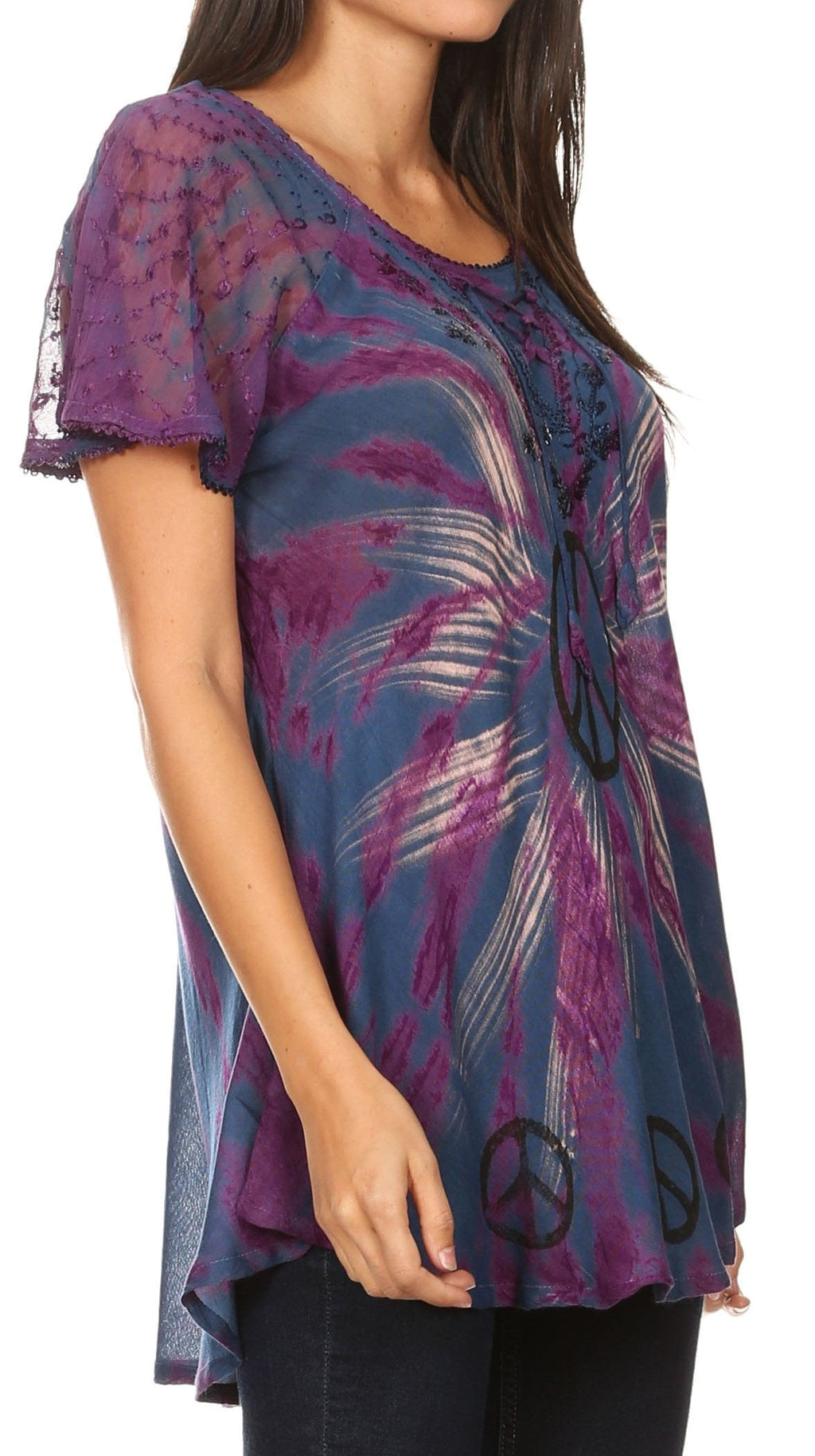 Women's Short Sleeve Casual Light Loose Scoop Neck Top Blouse