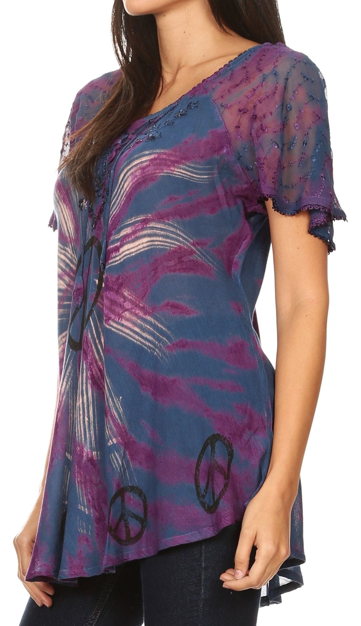 Women's Short Sleeve Casual Light Loose Scoop Neck Top Blouse