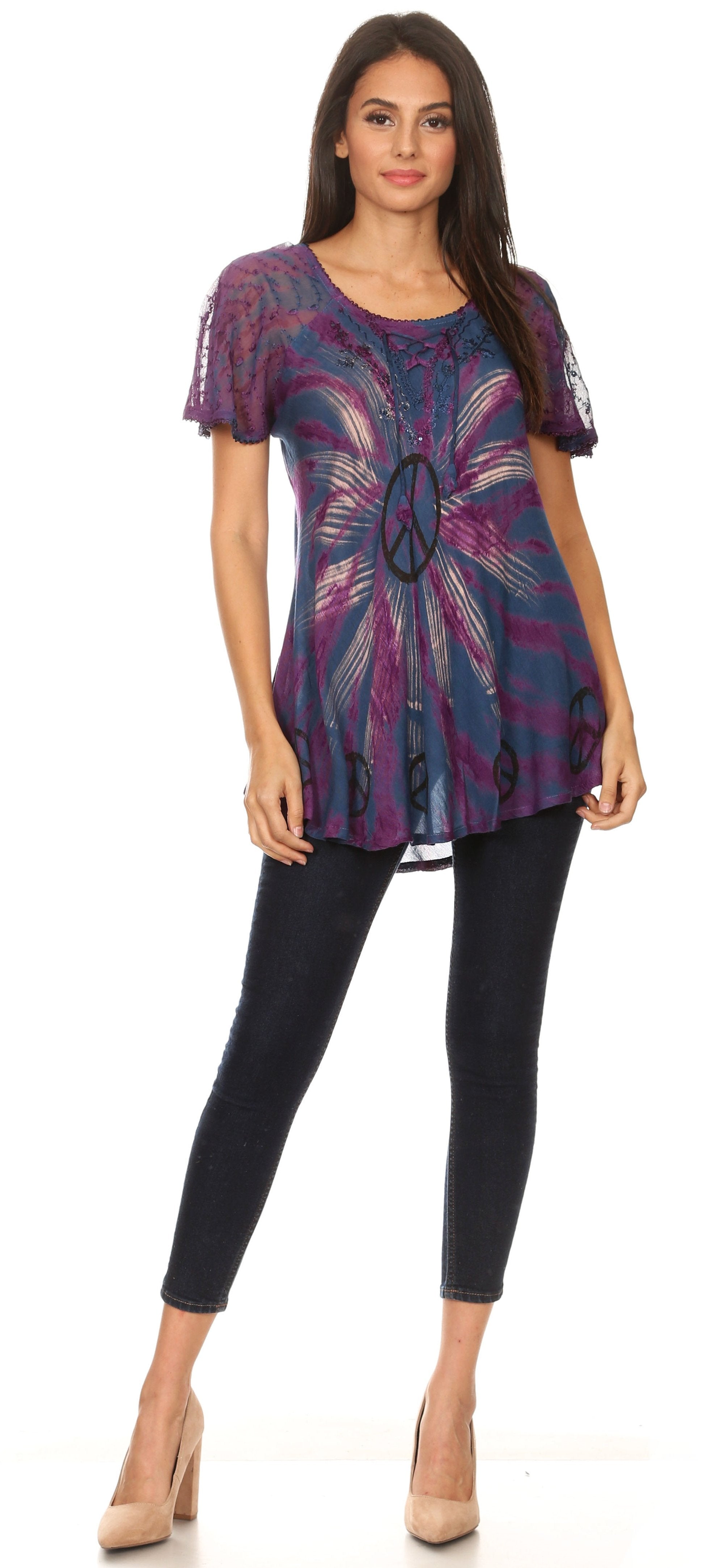 Women's Short Sleeve Casual Light Loose Scoop Neck Top Blouse