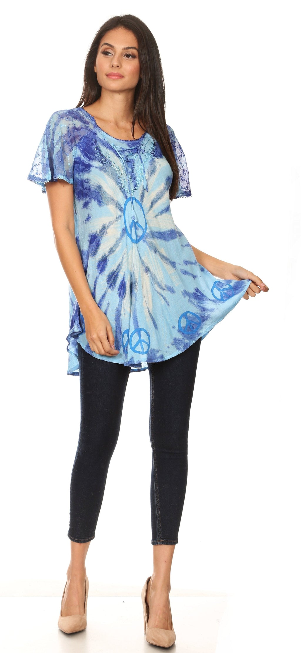 Women's Short Sleeve Casual Light Loose Scoop Neck Top Blouse