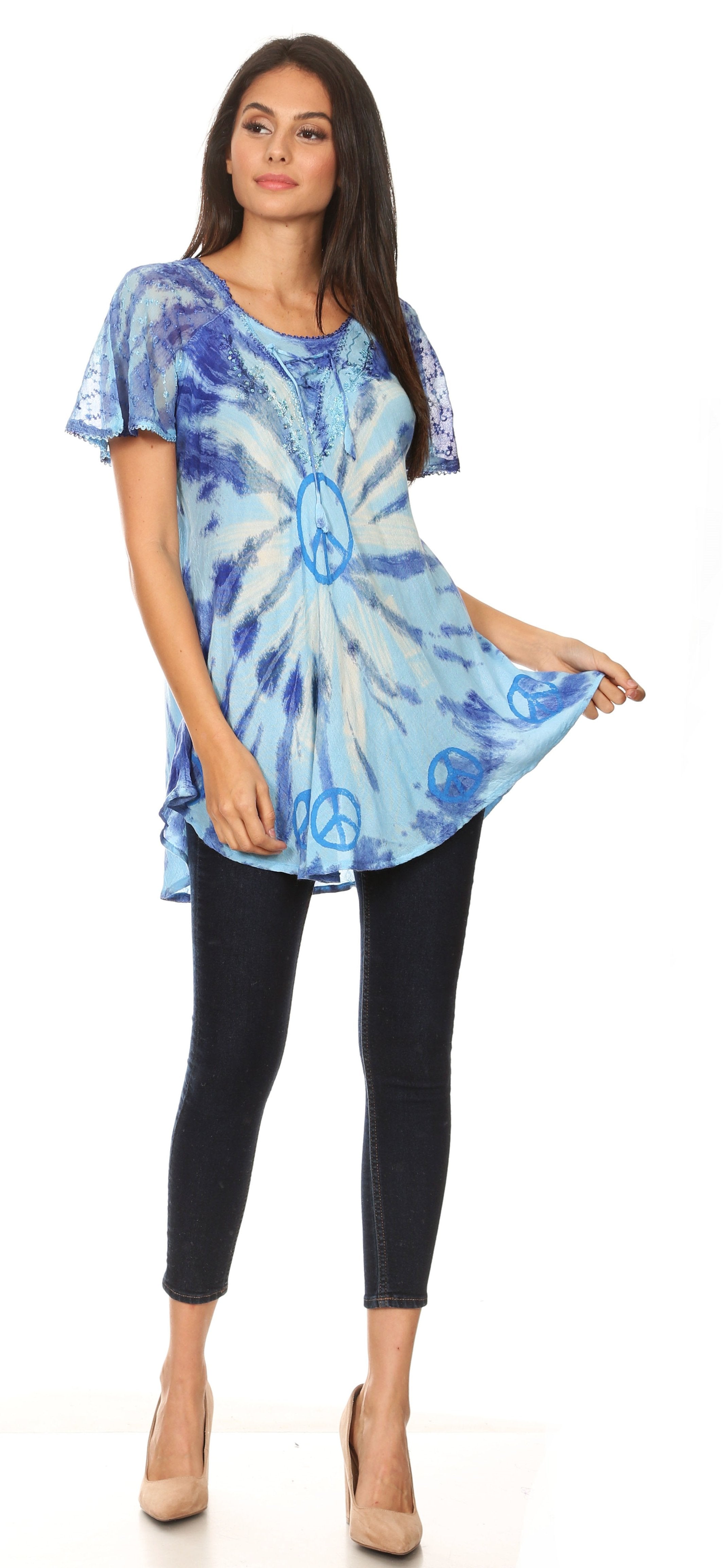 Women's Short Sleeve Casual Light Loose Scoop Neck Top Blouse