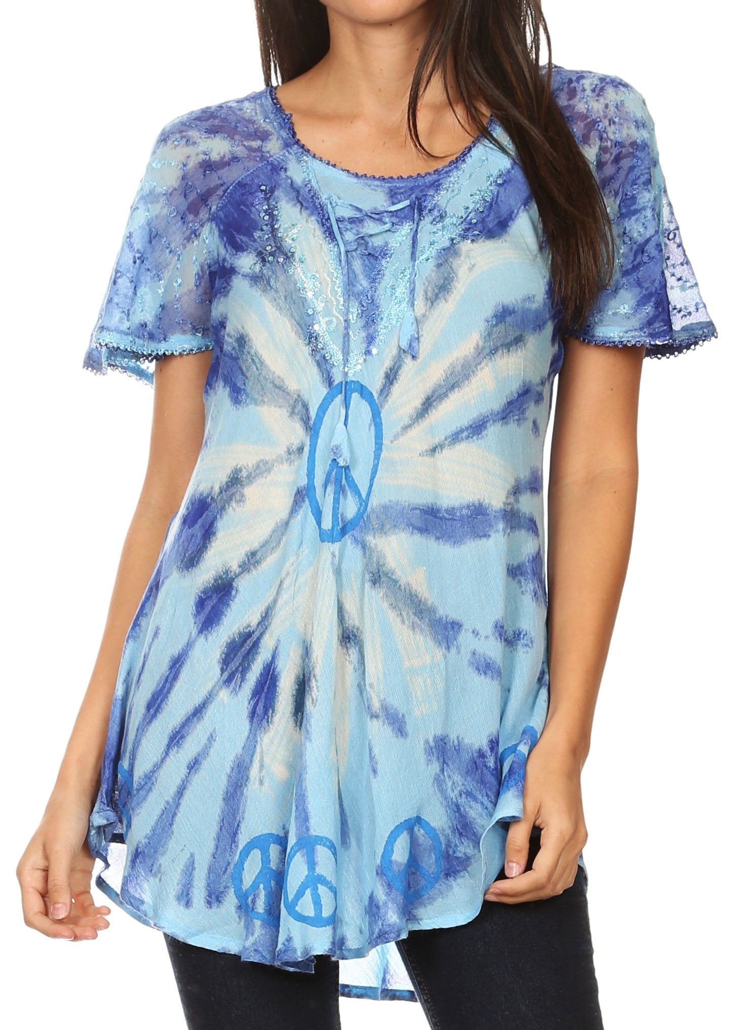 Women's Short Sleeve Casual Light Loose Scoop Neck Top Blouse