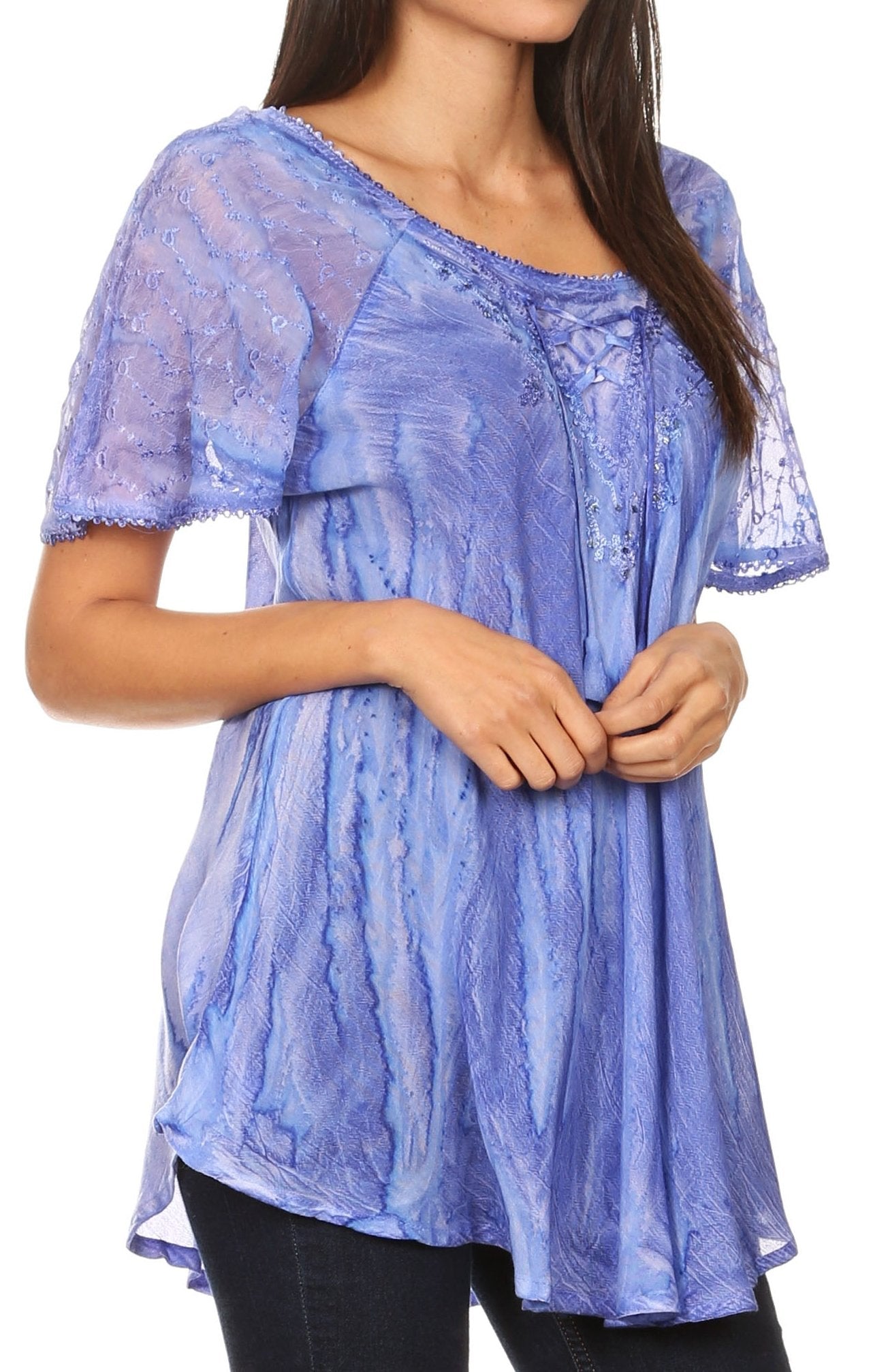 Women's Short Sleeve Casual Light Loose Scoop Neck Top Blouse