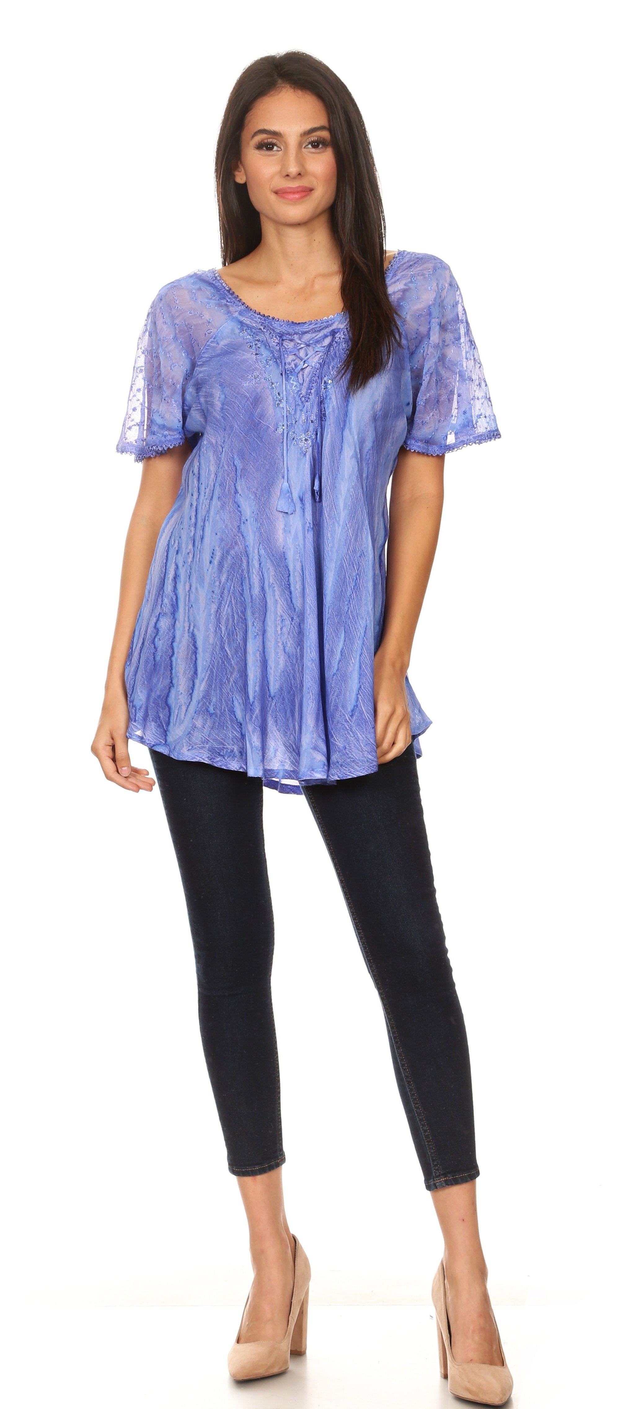 Women's Short Sleeve Casual Light Loose Scoop Neck Top Blouse