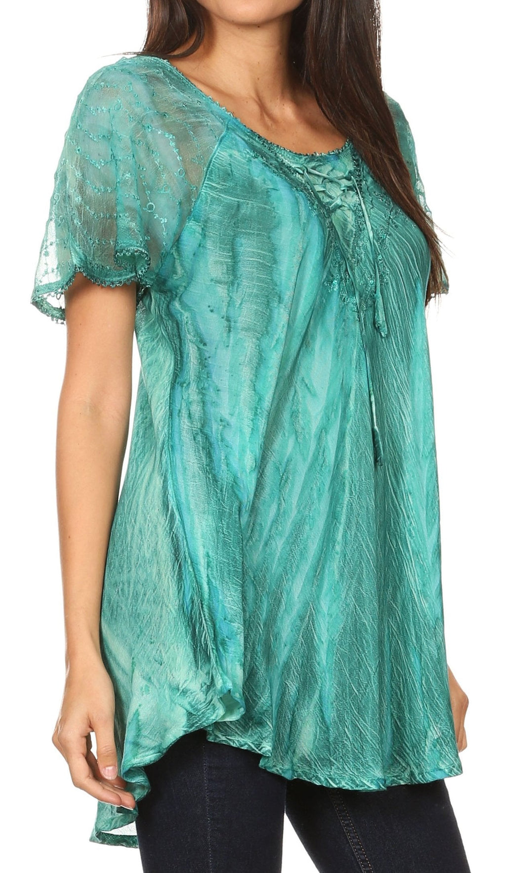 Women's Short Sleeve Casual Light Loose Scoop Neck Top Blouse