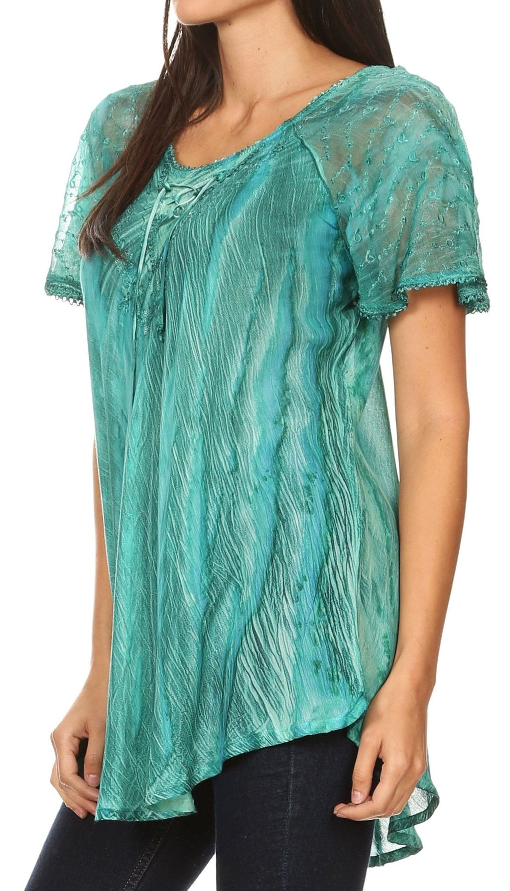 Women's Short Sleeve Casual Light Loose Scoop Neck Top Blouse