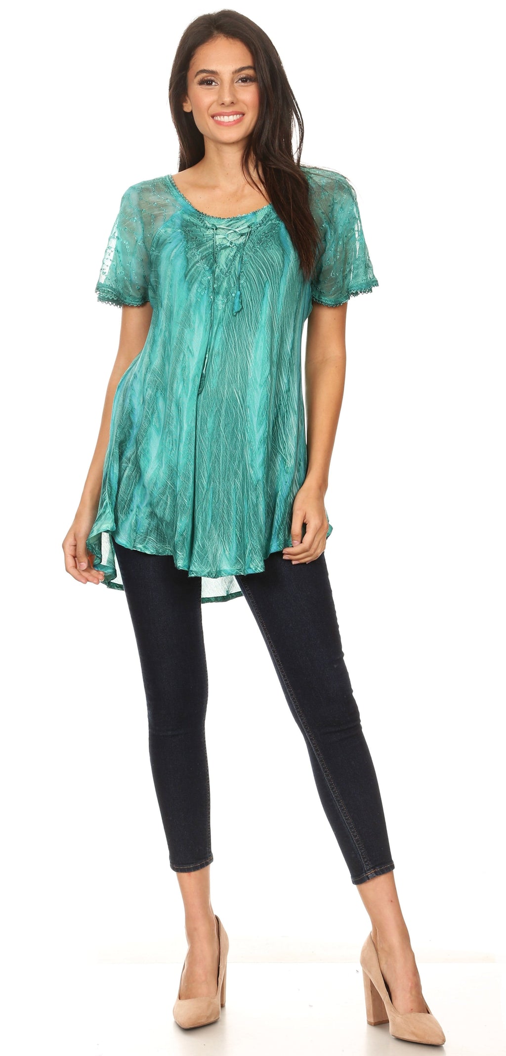 Women's Short Sleeve Casual Light Loose Scoop Neck Top Blouse