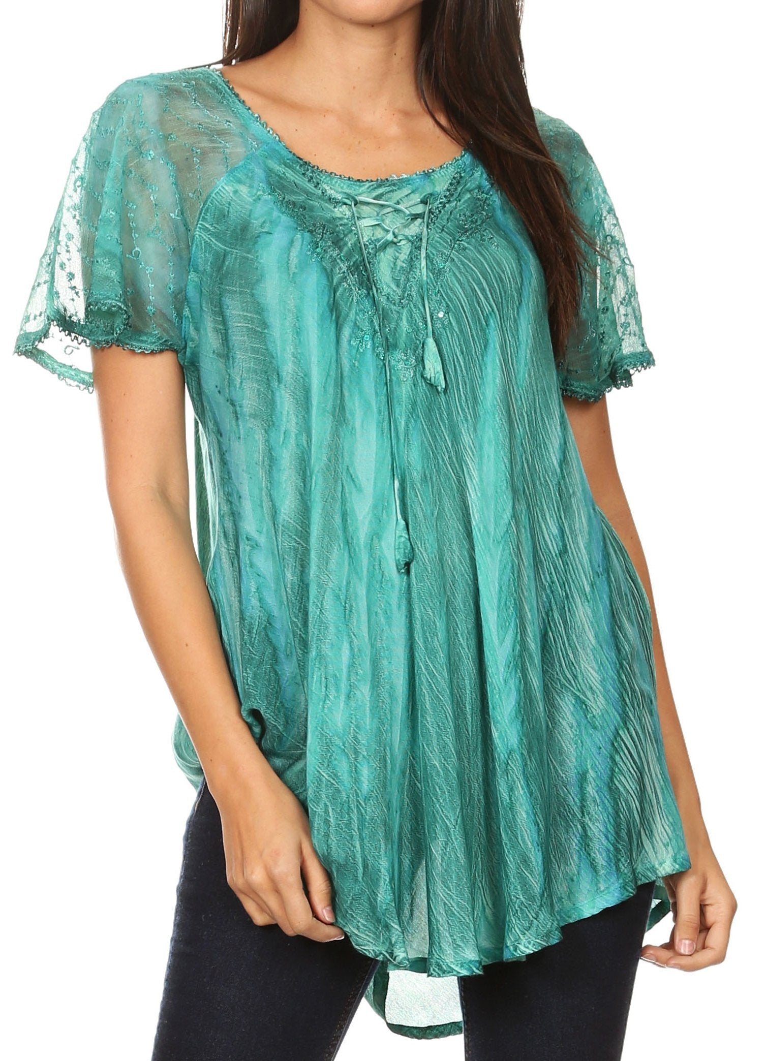 Women's Short Sleeve Casual Light Loose Scoop Neck Top Blouse