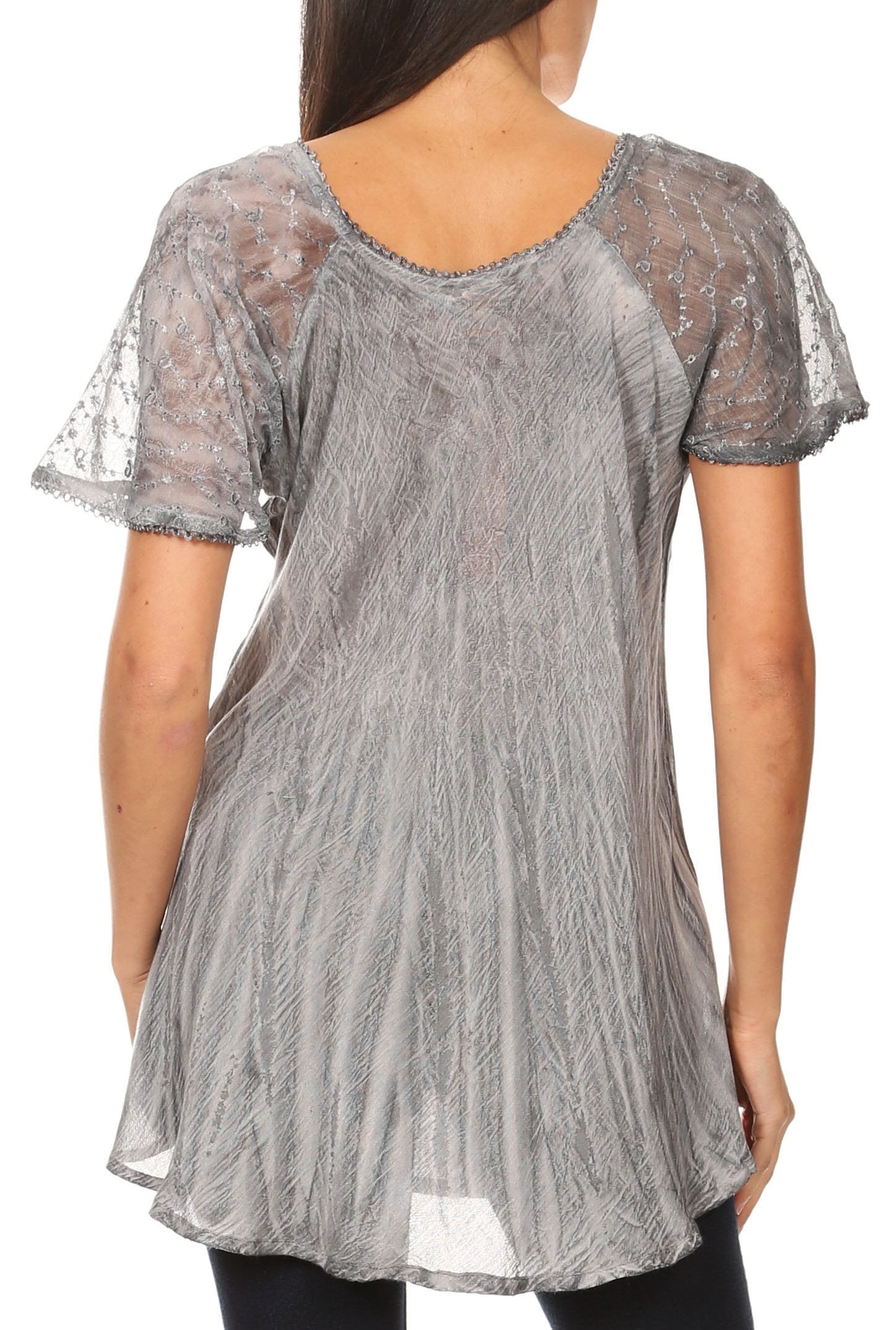 Women's Short Sleeve Casual Light Loose Scoop Neck Top Blouse