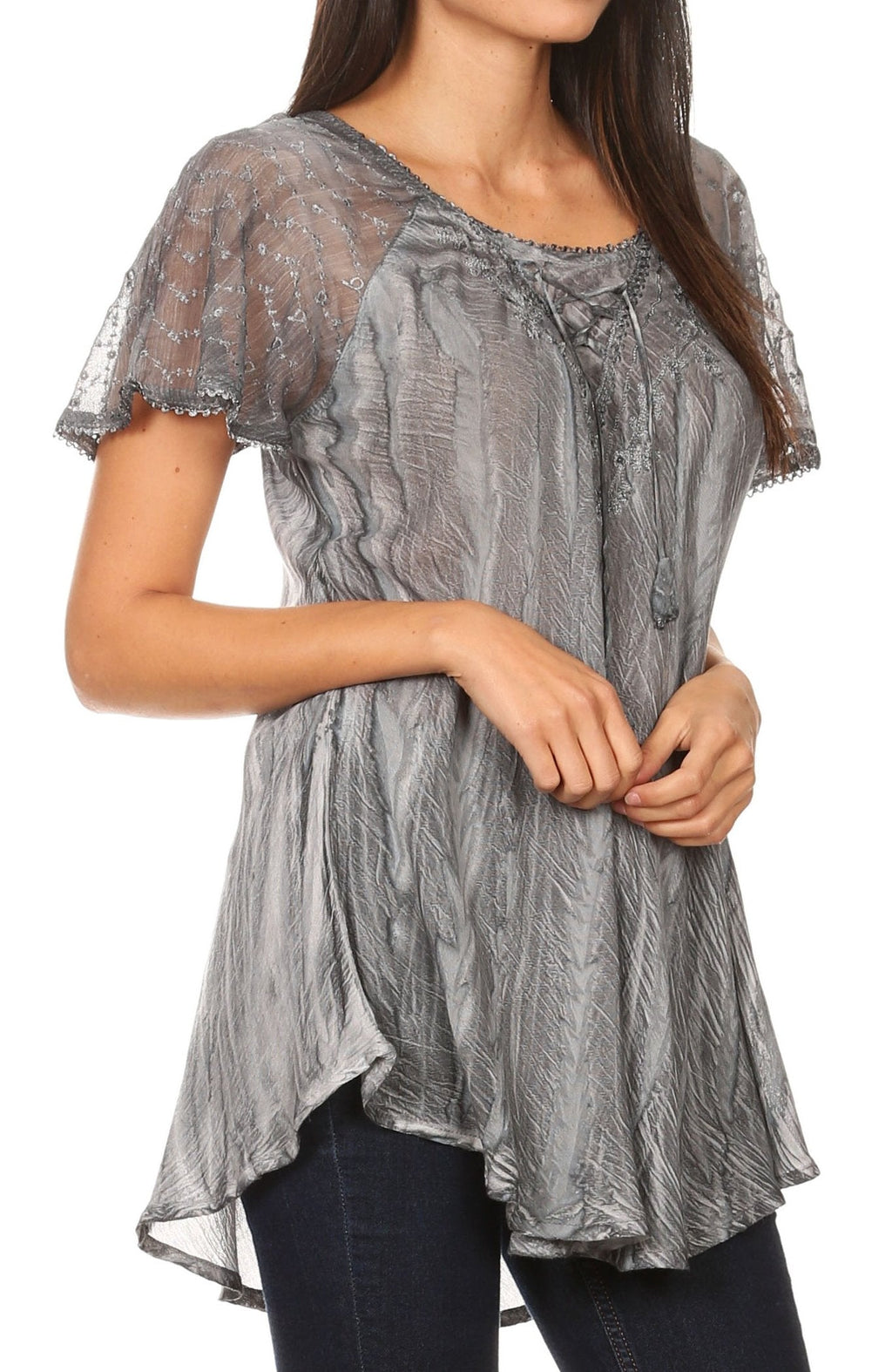 Women's Short Sleeve Casual Light Loose Scoop Neck Top Blouse