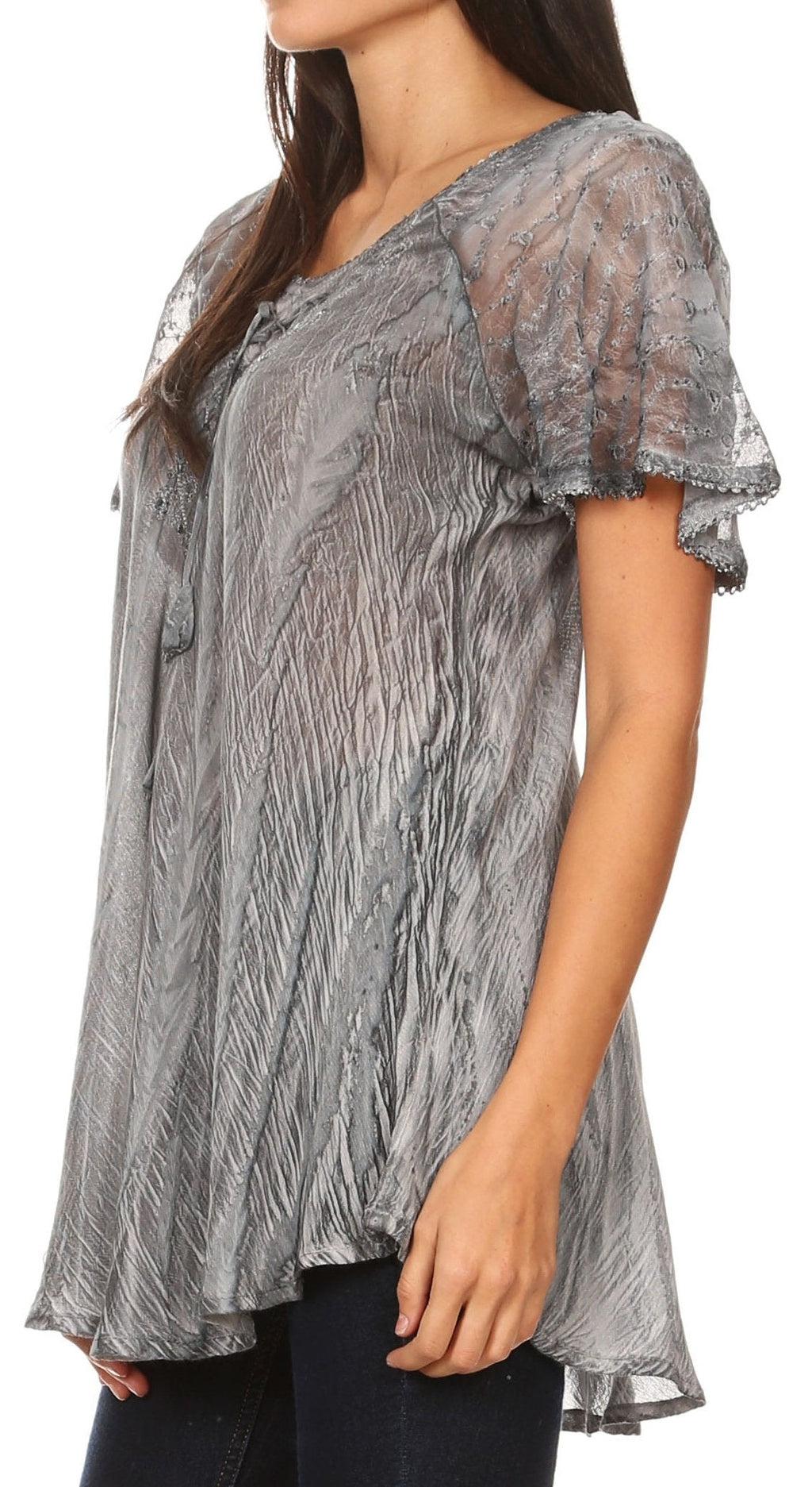 Women's Short Sleeve Casual Light Loose Scoop Neck Top Blouse