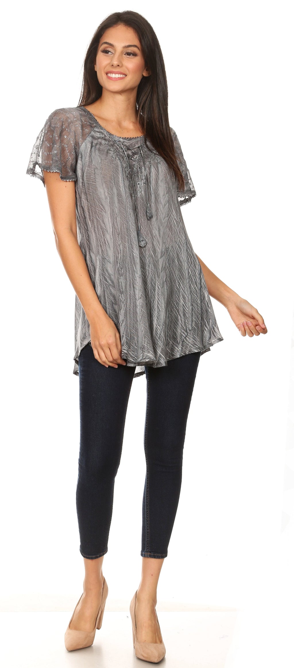 Women's Short Sleeve Casual Light Loose Scoop Neck Top Blouse