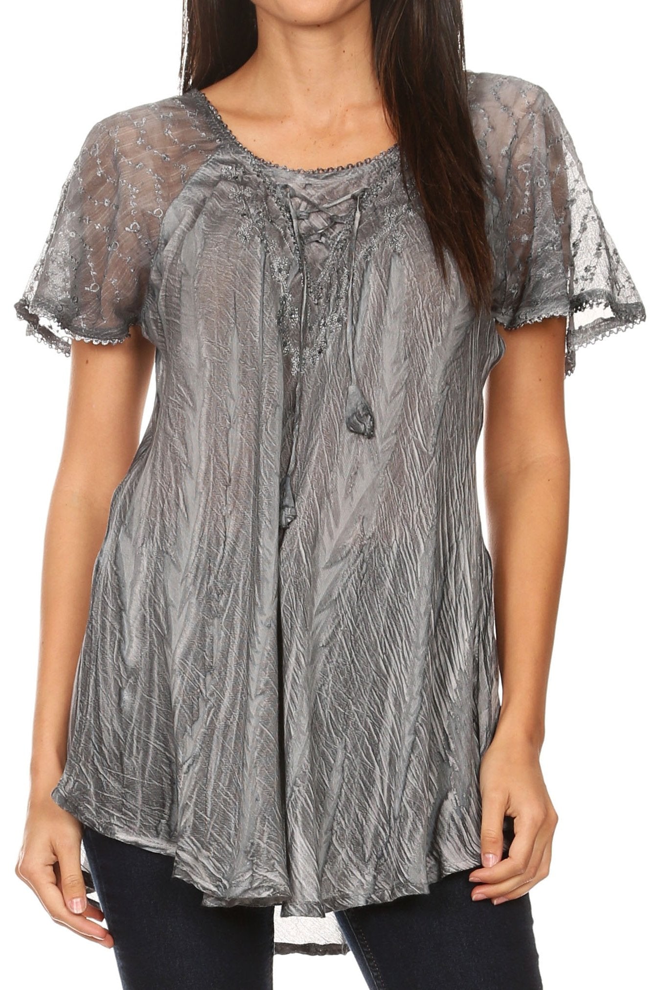 Women's Short Sleeve Casual Light Loose Scoop Neck Top Blouse