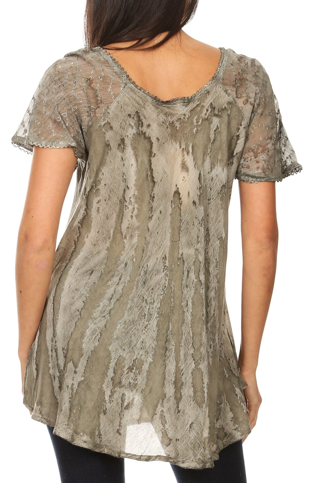 Women's Short Sleeve Casual Light Loose Scoop Neck Top Blouse
