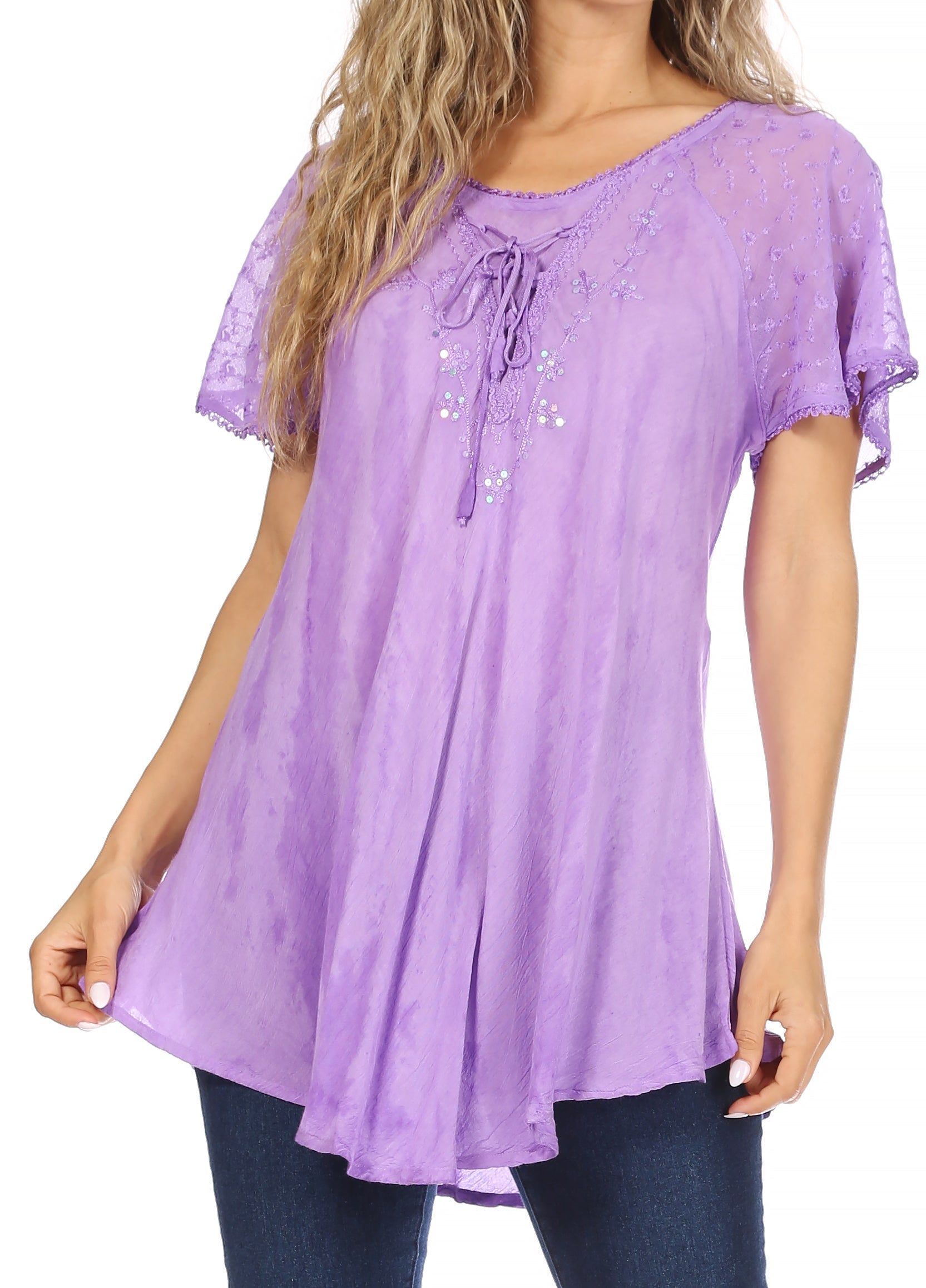Women's Short Sleeve Casual Light Loose Scoop Neck Top Blouse