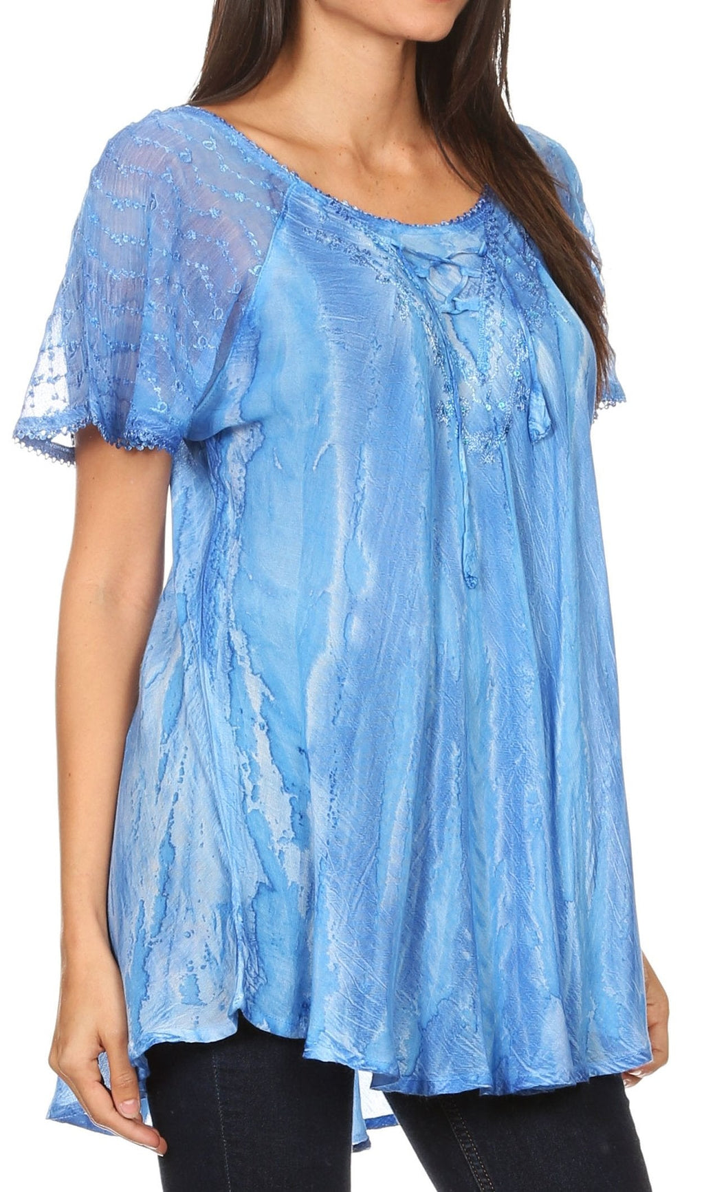 Women's Short Sleeve Casual Light Loose Scoop Neck Top Blouse