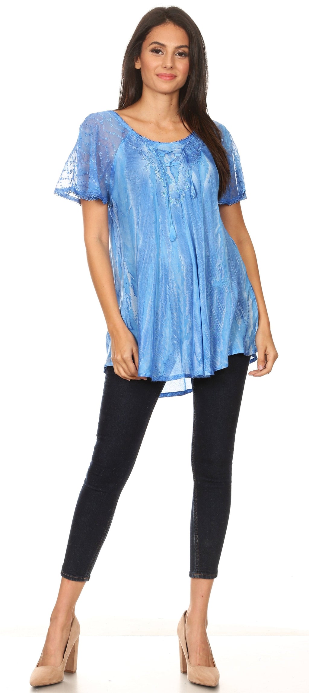 Women's Short Sleeve Casual Light Loose Scoop Neck Top Blouse